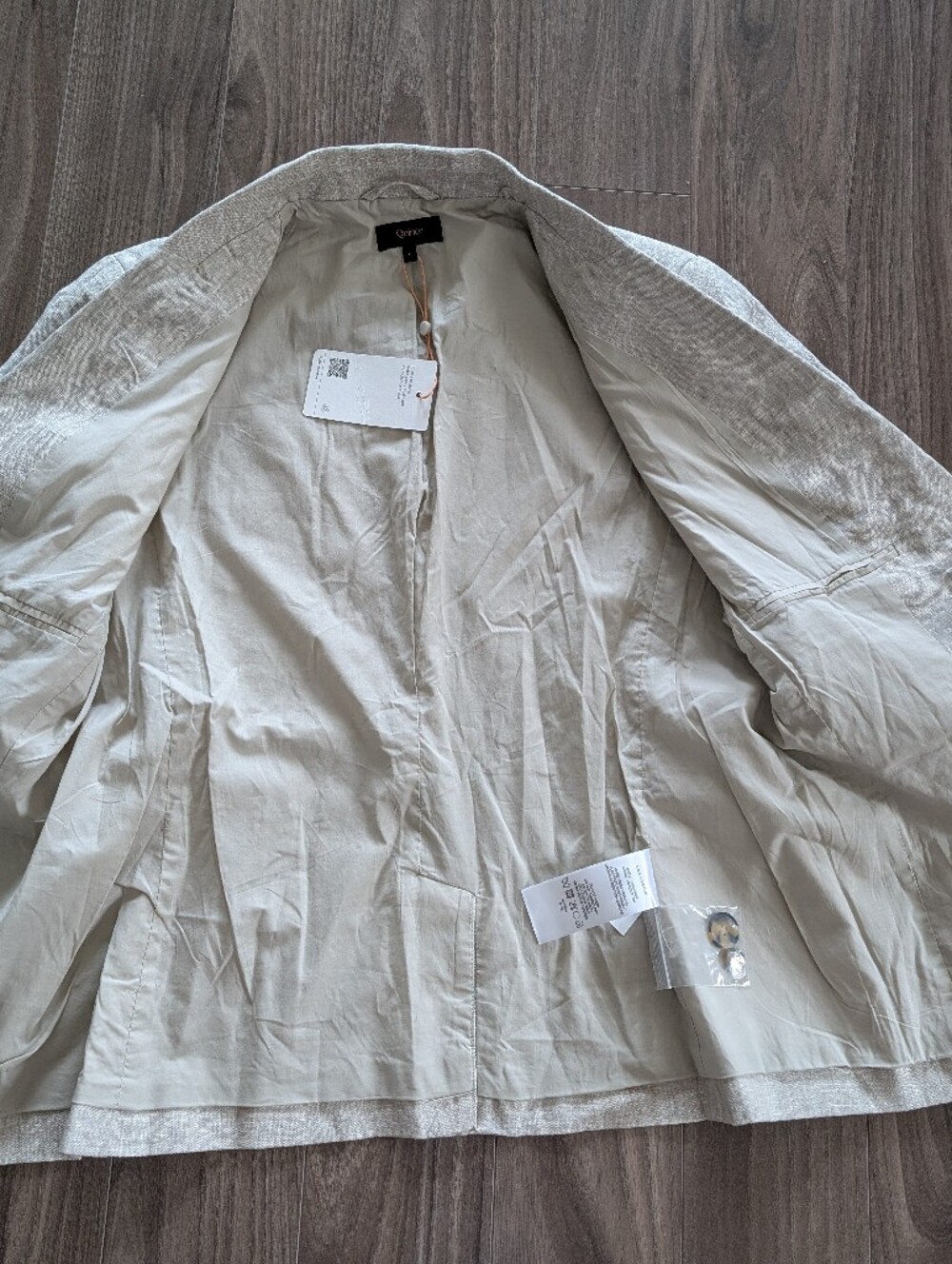 NWT Quince Flax Beige Linen-Blend Single-Button Blazer (Size Large) - Picture 4 of 9